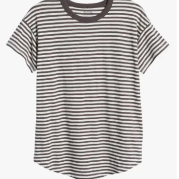 Madewell Damien Stripe Whisper Cotton Rib Crewneck T-Shirt - Picture 2 of 4